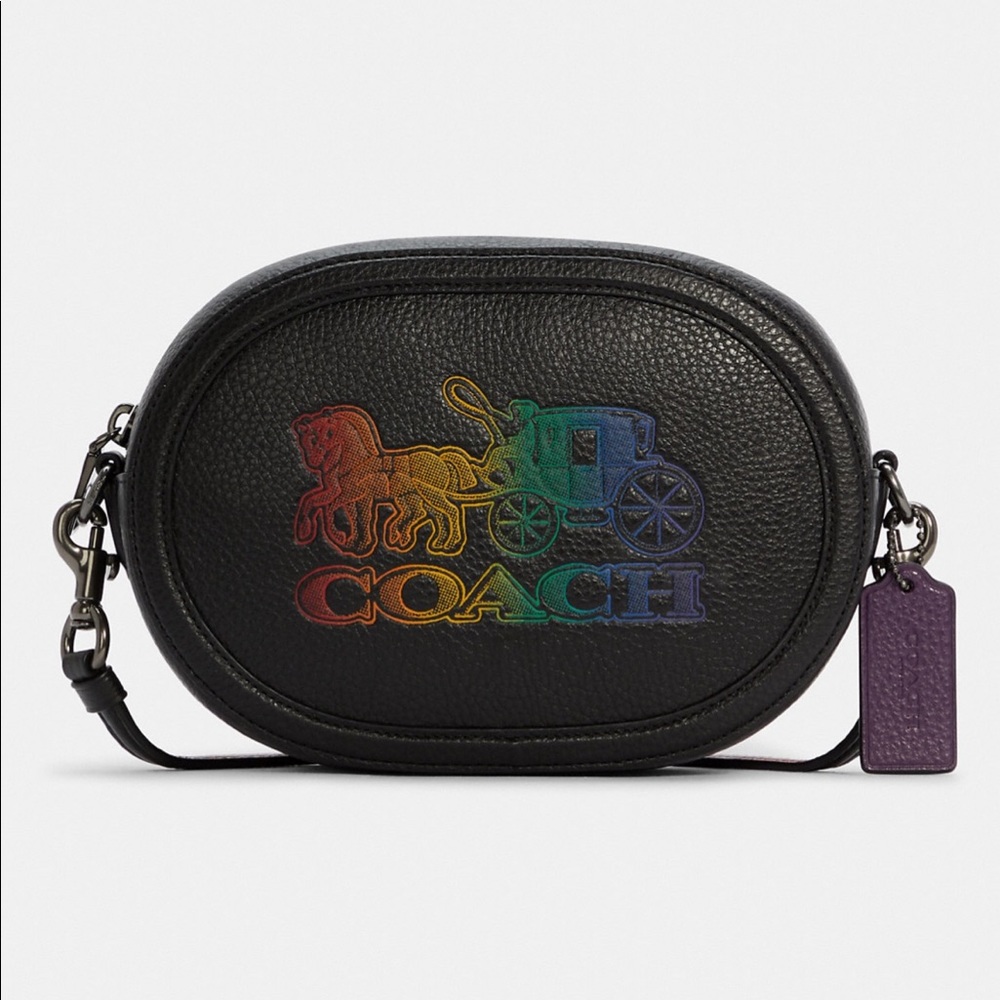 NWT Coach Leather Crossbody Camera Bag With Horse And Carriage in Black